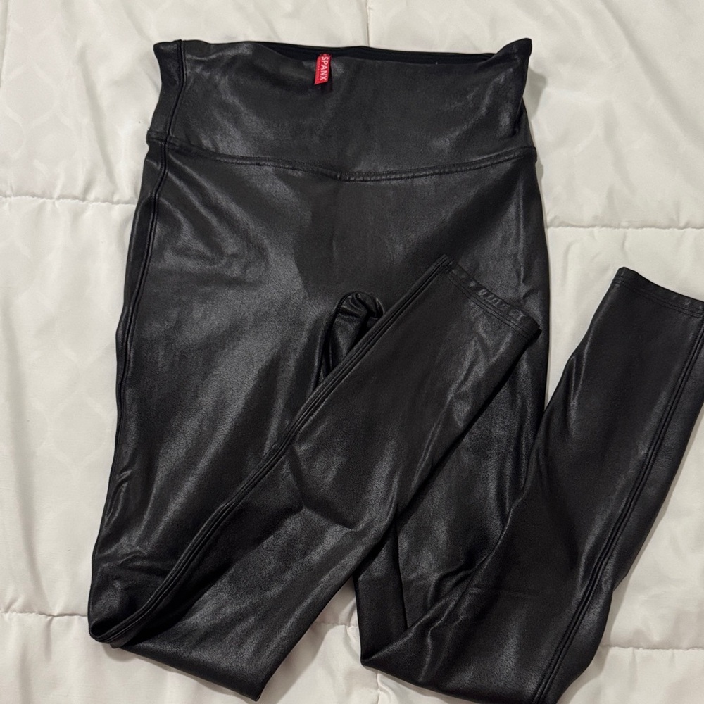 SPANX Black Faux Leather Leggings